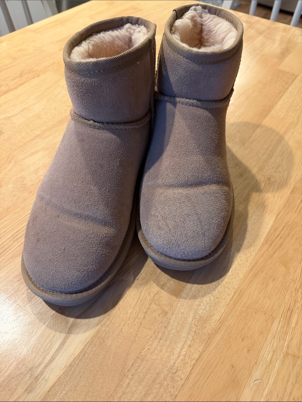 BearPaw Tan Suede Shearling-Lined Ankle Boots